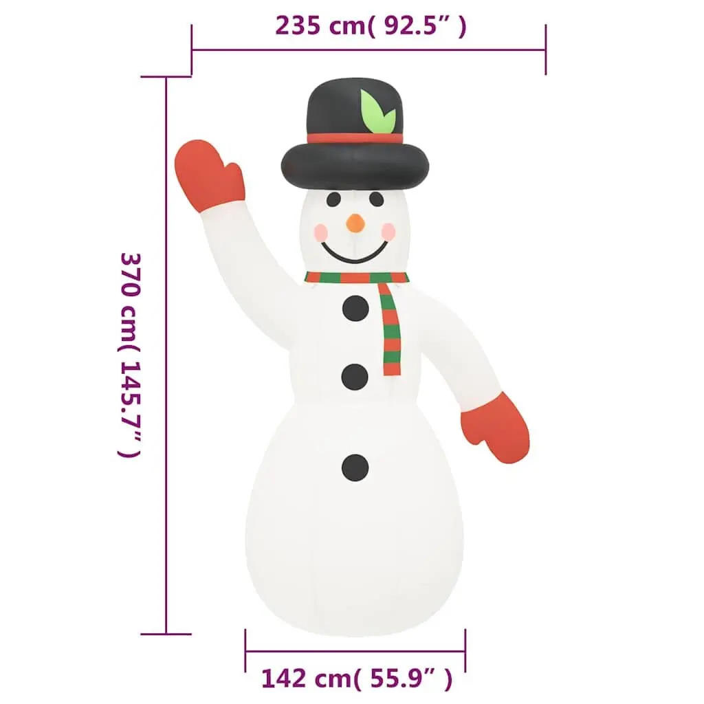Inflatable Snowman Christmas Decoration with LED Lights 370cm Outdoor Yard