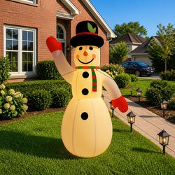 Inflatable Snowman Decoration with LED Lights for Christmas