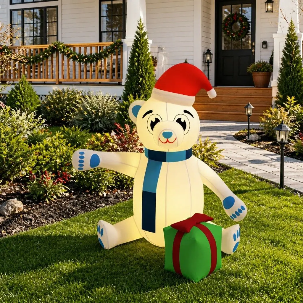 LED Teddy Bear Inflatable Outdoor Decoration 180cm Christmas Holiday Yard