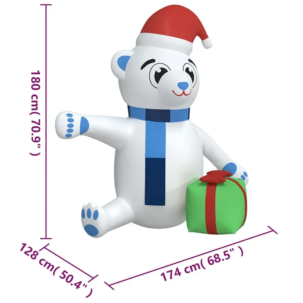 LED Teddy Bear Inflatable Outdoor Decoration 180cm Christmas Holiday Yard