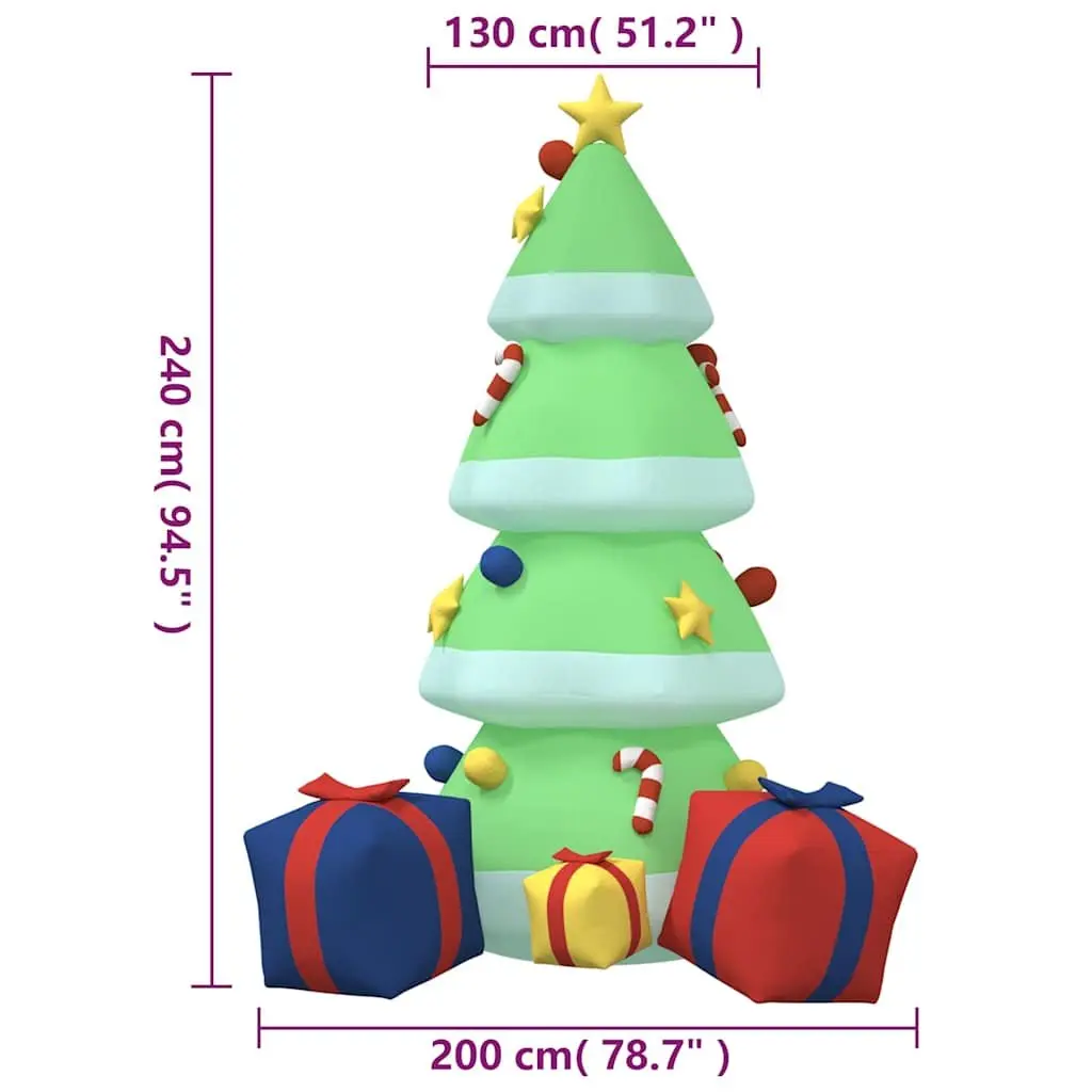 Inflatable Christmas Tree 240cm with Built-in LED Lights Yard Garden Holiday