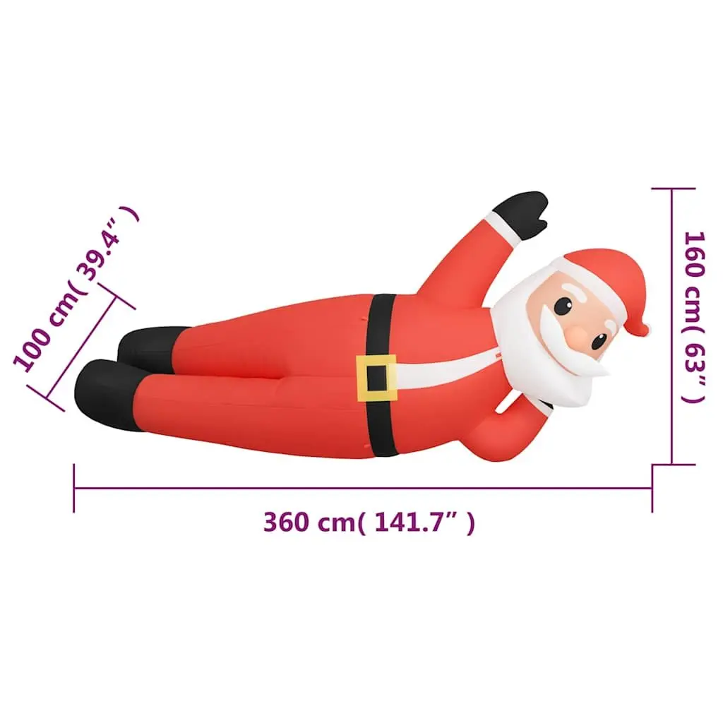 Christmas Inflatable Lying Santa 160cm with LED Lights Weather-Resistant Oxford Fabric Quick Inflation