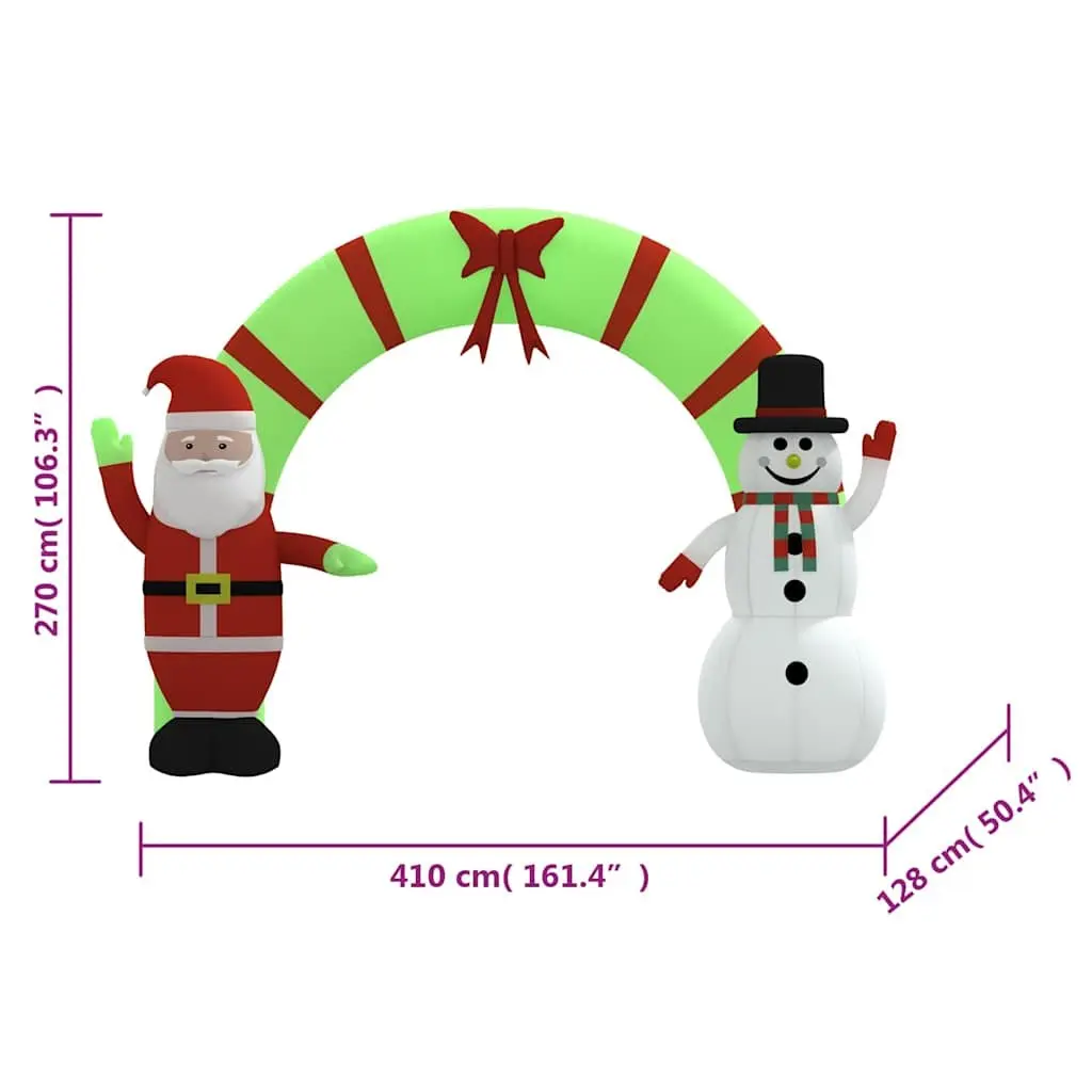 Christmas Inflatable Arch Gate LED 270cm Santa Snowman Weather Resistant