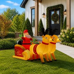 Inflatable Santa and Reindeer Display