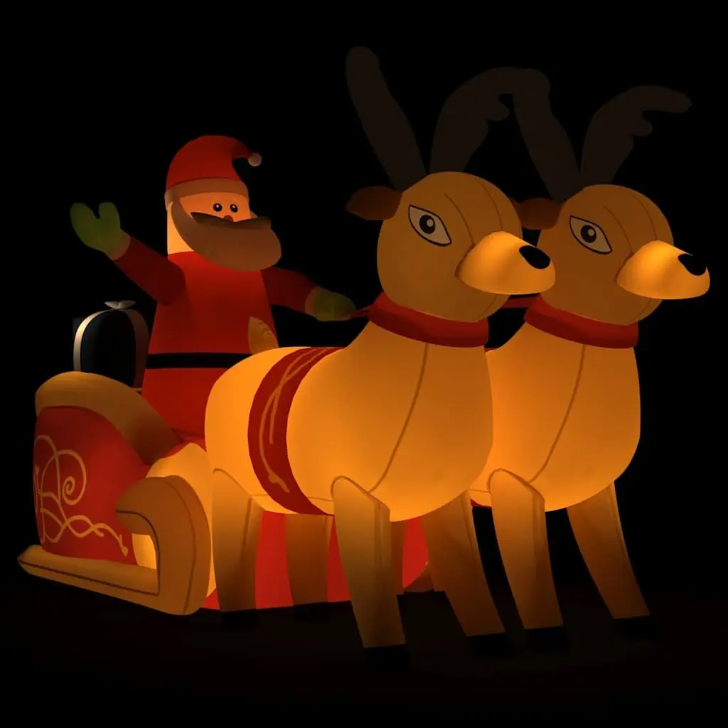 Christmas Inflatable Santa and Reindeer Yard Decoration LED Outdoor Holiday