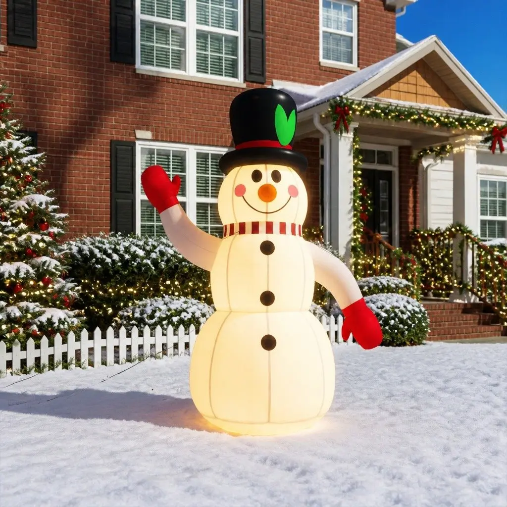 Inflatable Snowman Christmas Decoration 240cm LED Lights Weather-resistant Easy to Clean Quick Inflation
