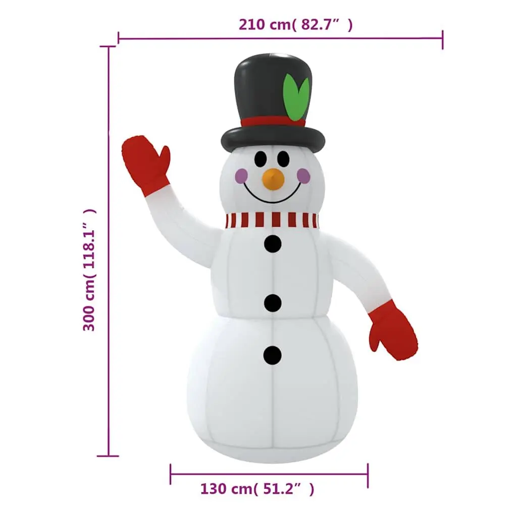 Inflatable Snowman 300cm Christmas Decoration LED Lights Outdoor Garden Holiday
