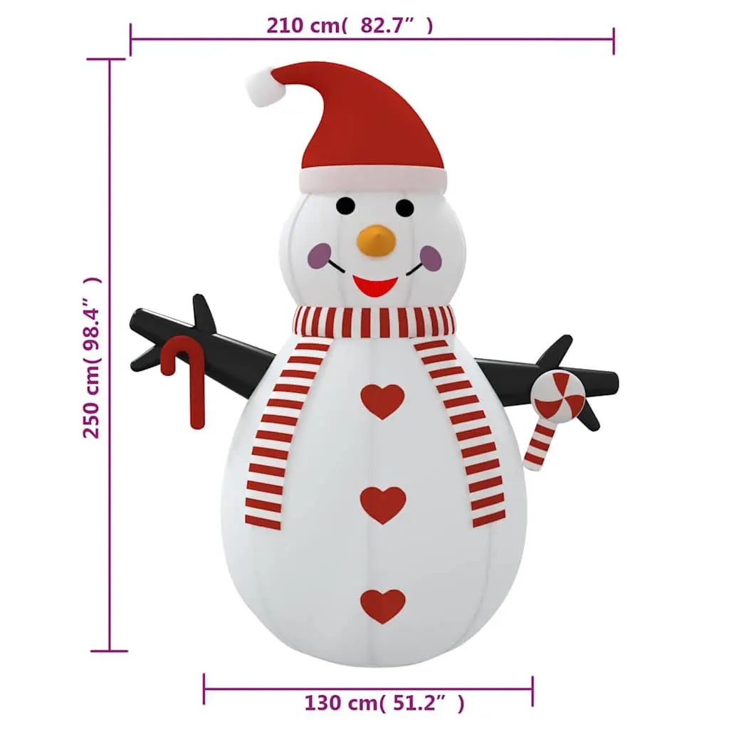 Inflatable Snowman 250 cm Christmas Yard Decoration with Built-in LED Lights