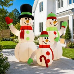 Stunning Inflatable Snowman Family with LED Lights