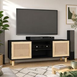 Black TV Cabinet for Media Storage 105x30x40cm