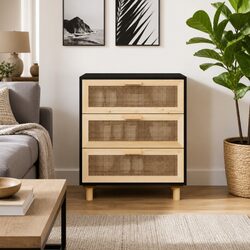 Black Sideboard Storage with 3 Drawers