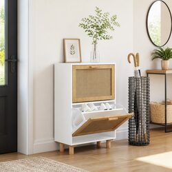 Compact and Stylish 2-Drawer Shoe Cabinet in White
