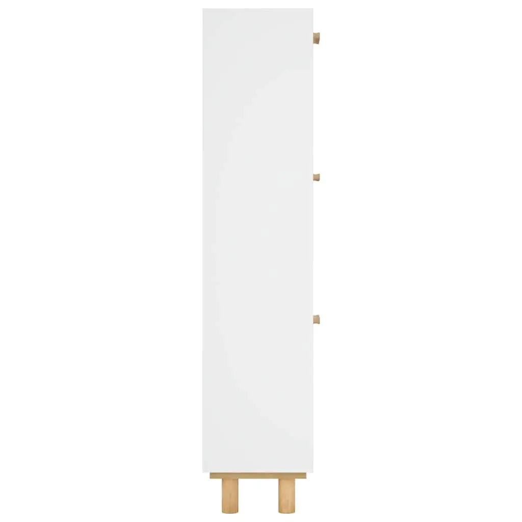 Shoe Cabinet White Scandinavian Design 3 Drawers Rattan Weaving Storage
