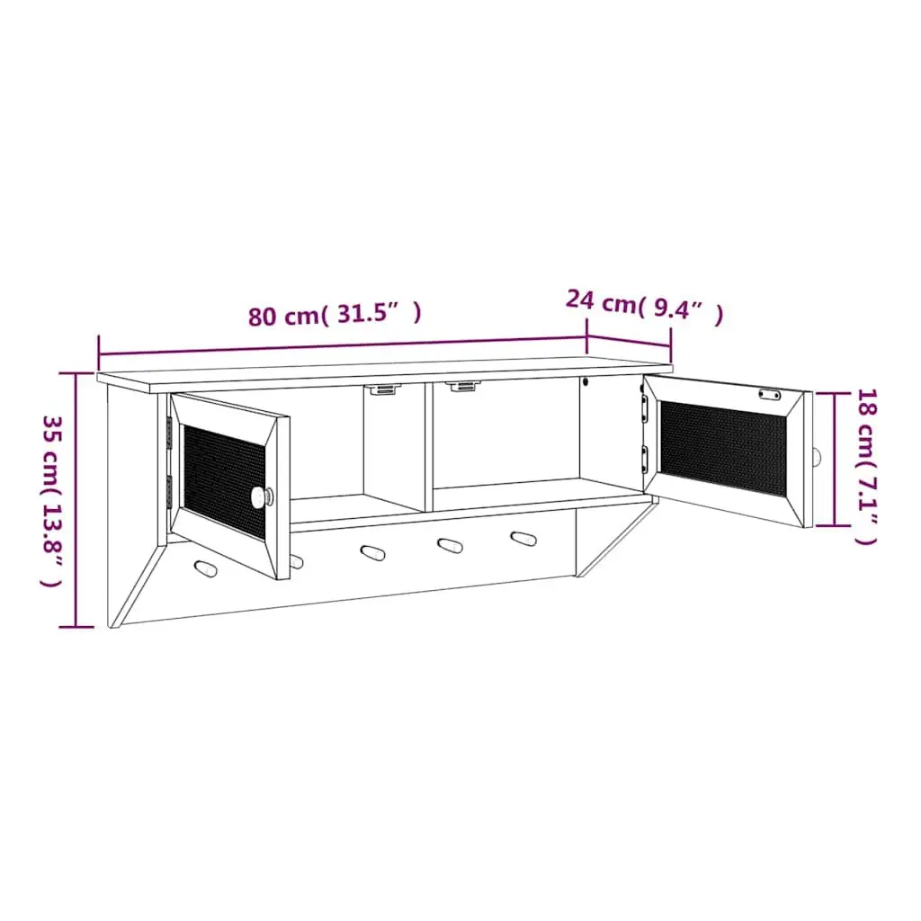 Wall-mounted Coat Rack Black with Storage Compartments and Hooks Scandinavian Style