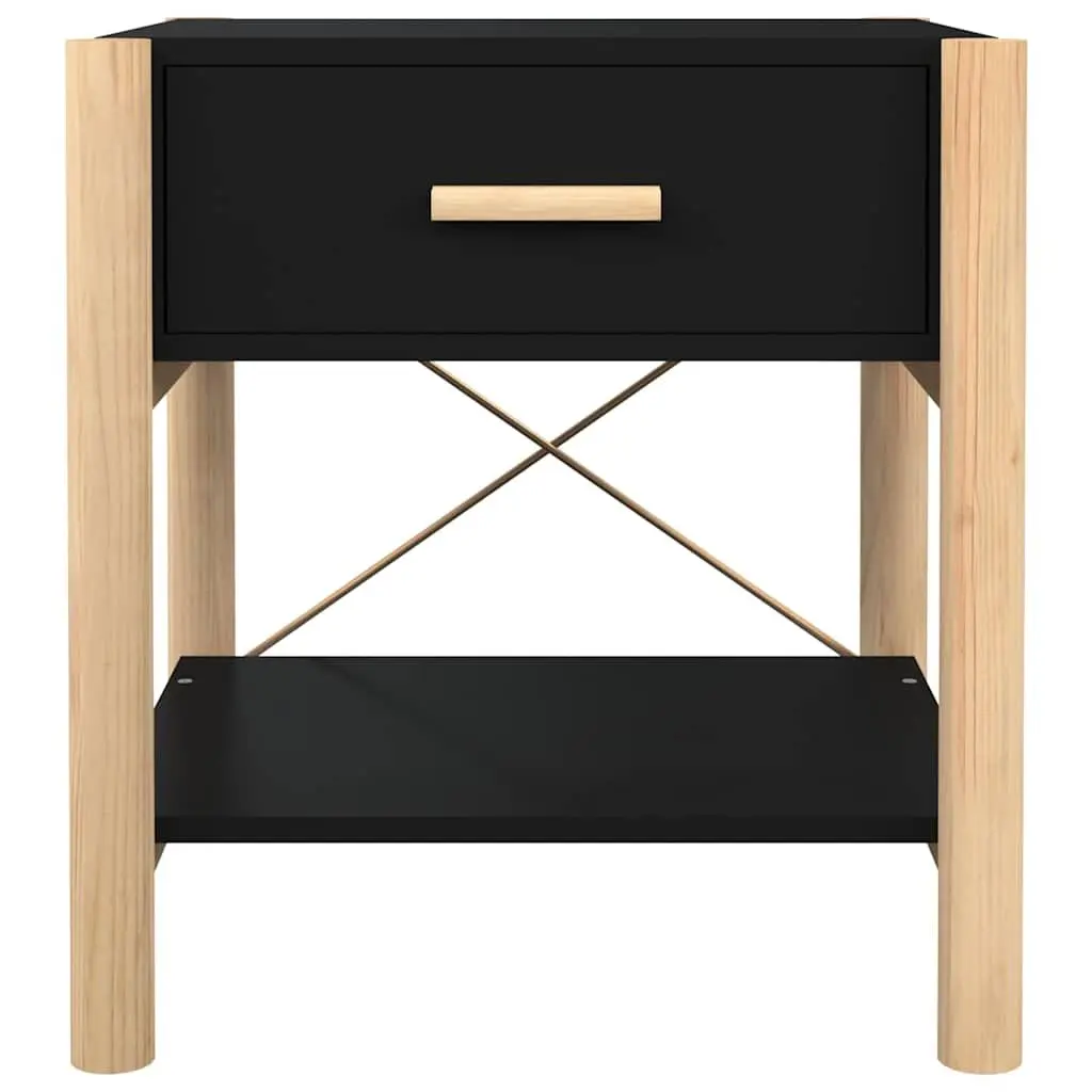 Bedside Tables Black 42x38x45 cm Storage Cabinet Engineered Wood Nightstand 2 Piece