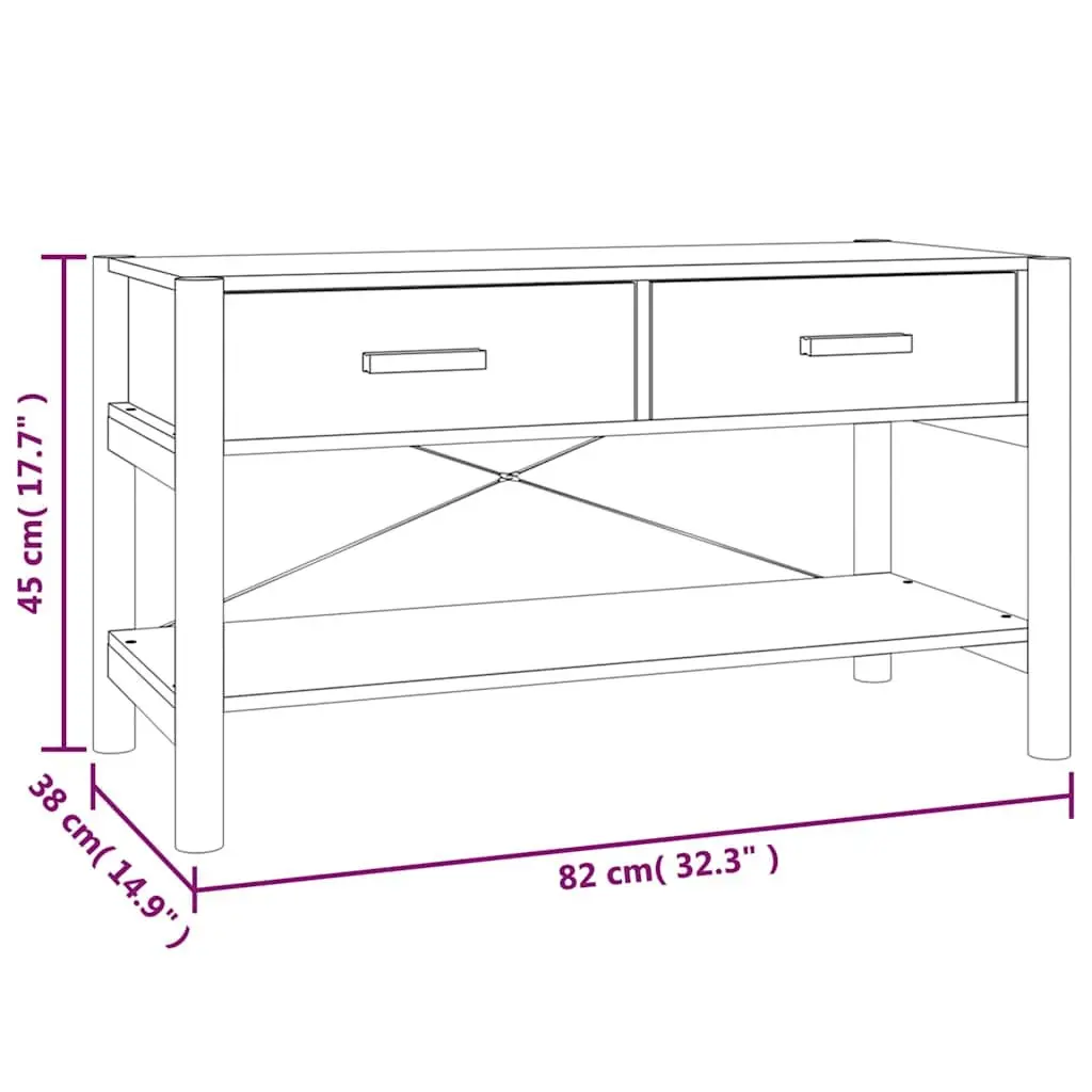 White TV Stand Engineered Wood 82x38x45cm Storage Unit with Solid Wood Legs