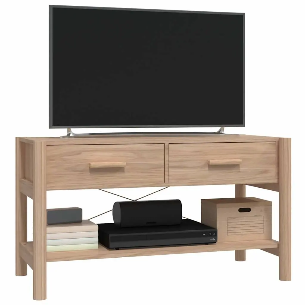 TV Cabinet Brown 82x38x45cm Engineered Wood with Solid Wooden Legs for Living Room Storage
