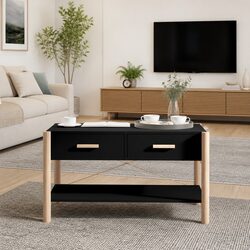 Compact Black Coffee Table for Storage and Style