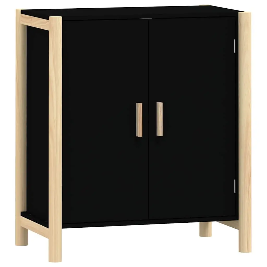 Black Sideboard Cabinet Storage Furniture 62x38x70cm Engineered Wood Home Buffet
