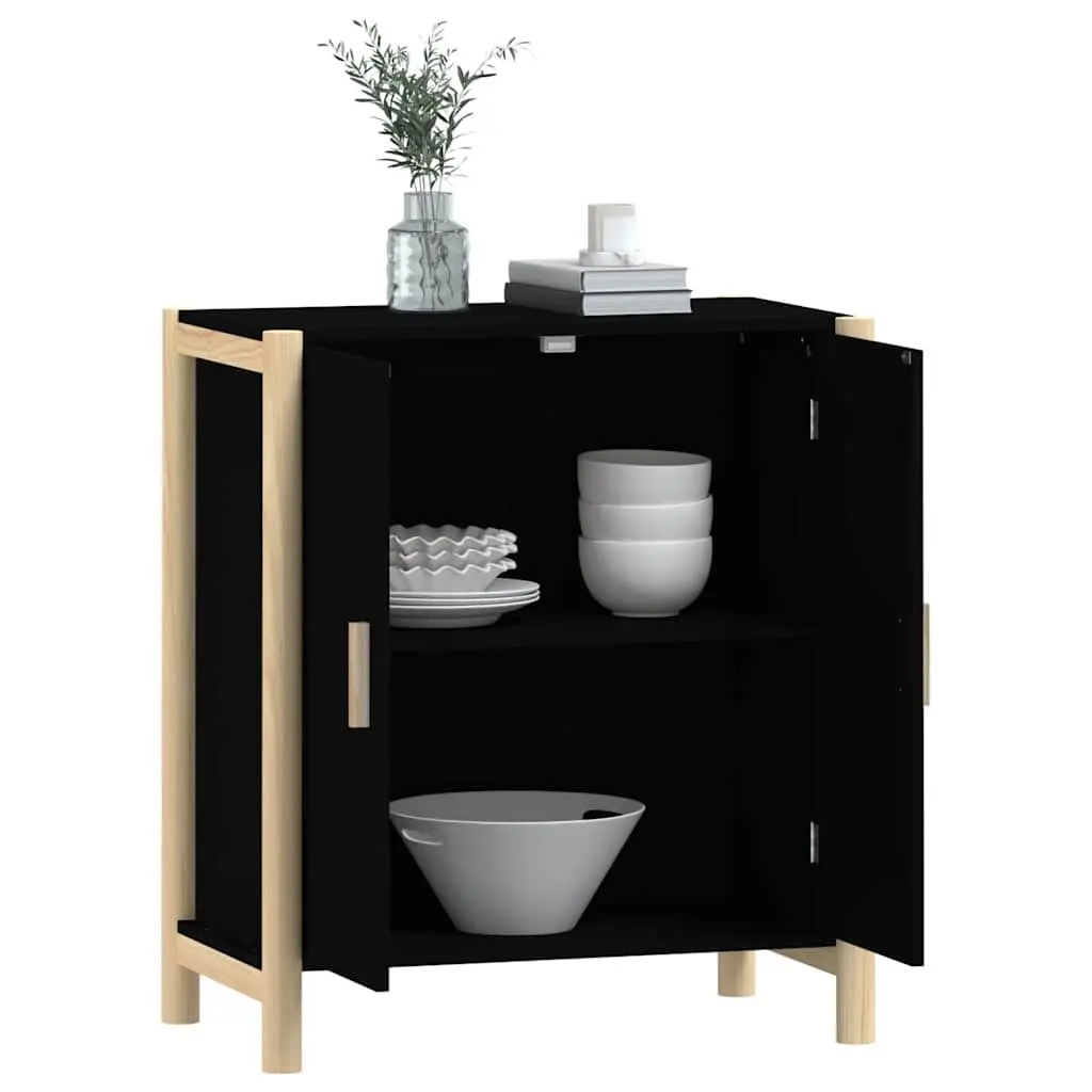 Black Sideboard Cabinet Storage Furniture 62x38x70cm Engineered Wood Home Buffet