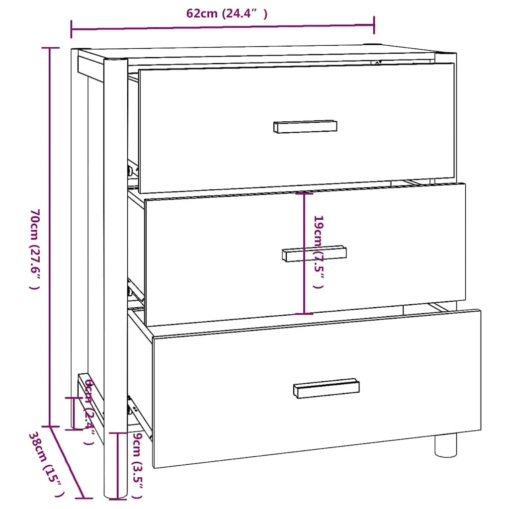 Sideboard White 62x38x70cm Engineered Wood Storage Cabinet