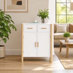 Sideboard White Storage Cabinet 62x38x75cm Engineered Wood Living Room Furniture