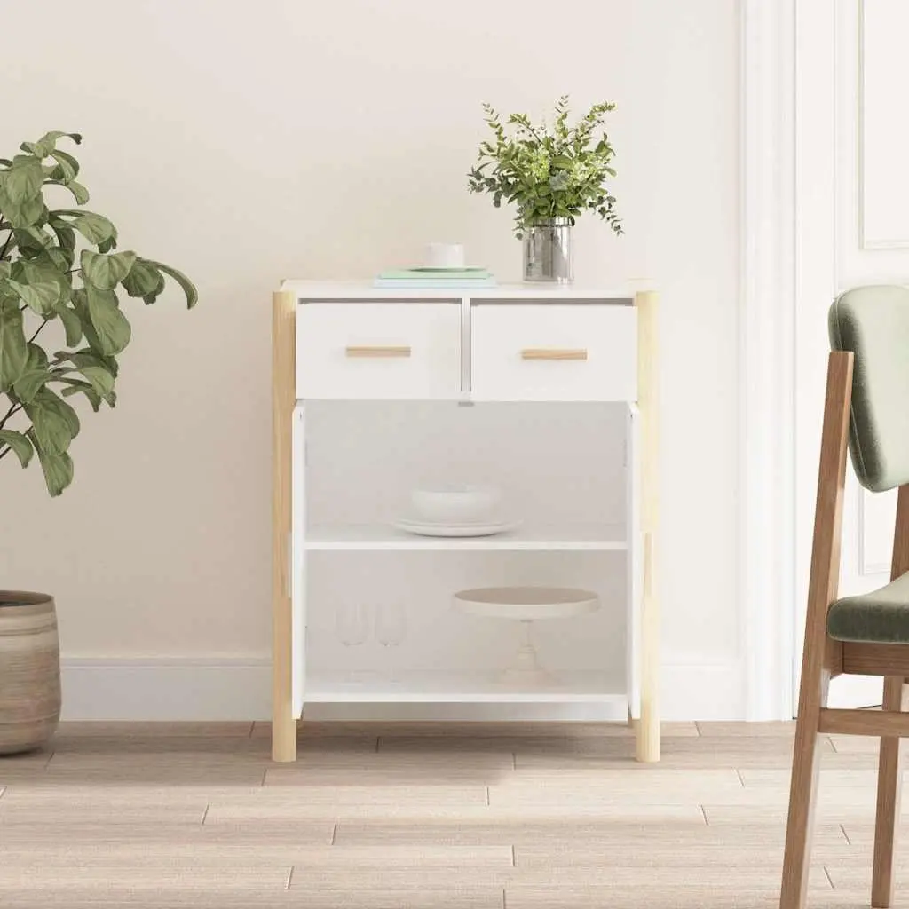 Sideboard White Storage Cabinet 62x38x75cm Engineered Wood Living Room Furniture