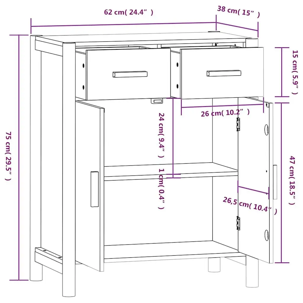 Sideboard White Storage Cabinet 62x38x75cm Engineered Wood Living Room Furniture