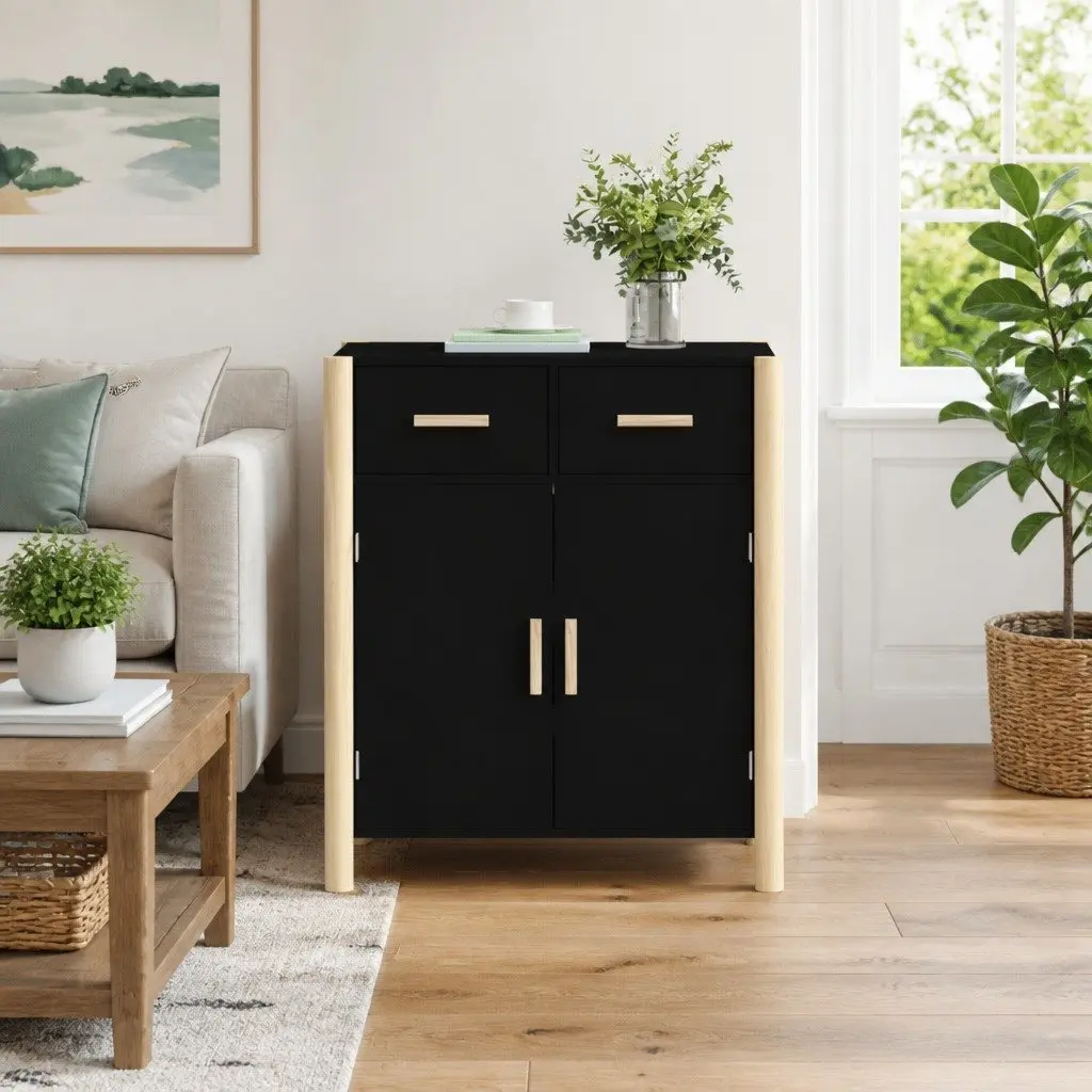 Sideboard Black 62x38x75cm Engineered Wood Storage Buffet