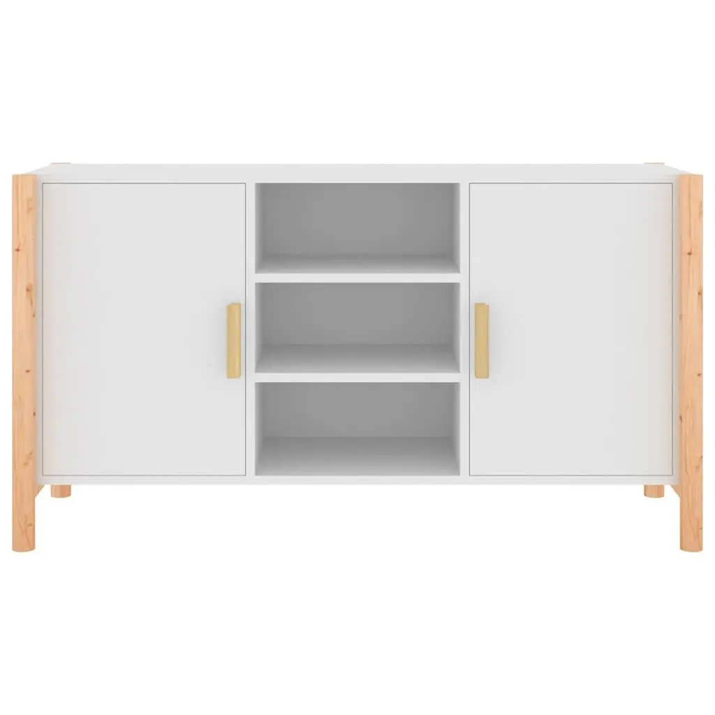 White Storage Cabinet Sideboard 107x38x60cm Engineered Wood with Solid Wood Legs