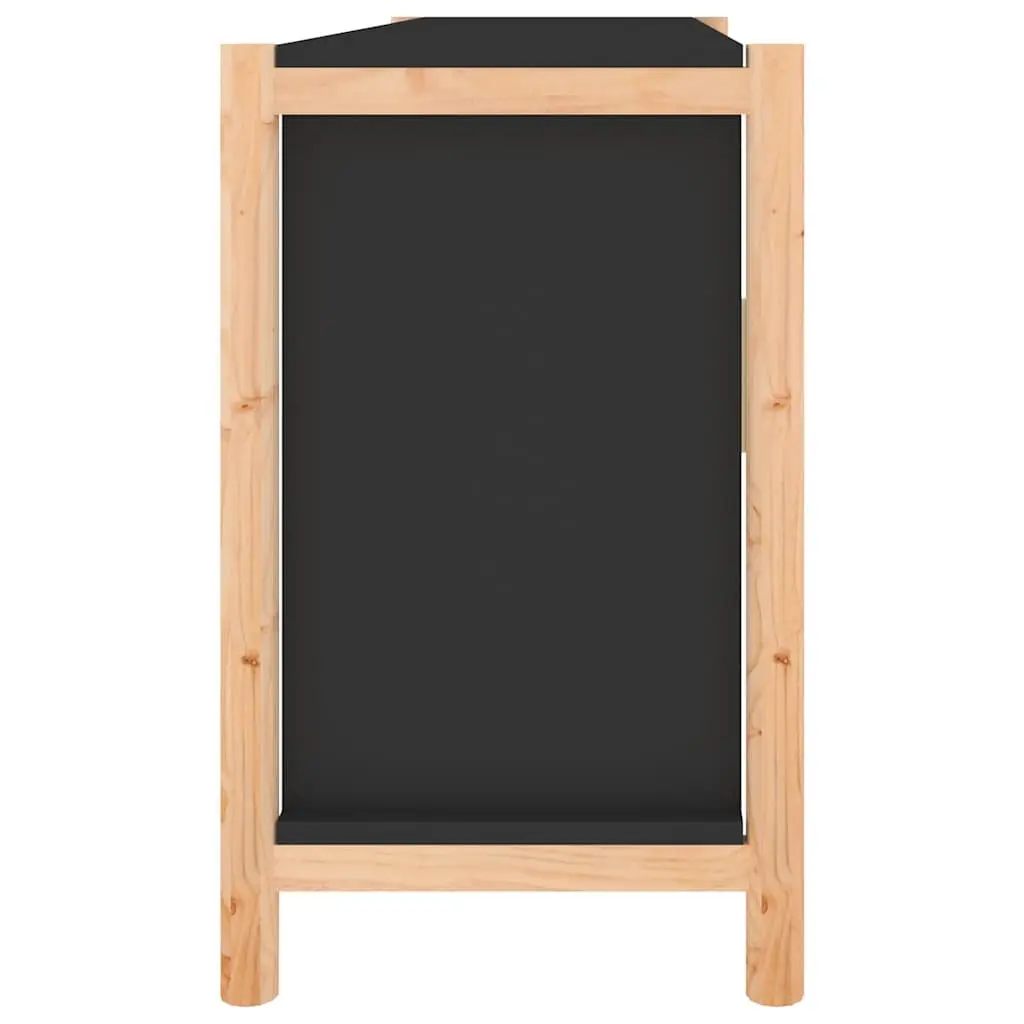 Black Storage Sideboard 107cm x 38cm x 60cm Engineered Wood Buffet Table with Solid Wood Legs