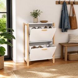 White Shoe Cabinet with Ample Storage 57.5x33x80cm