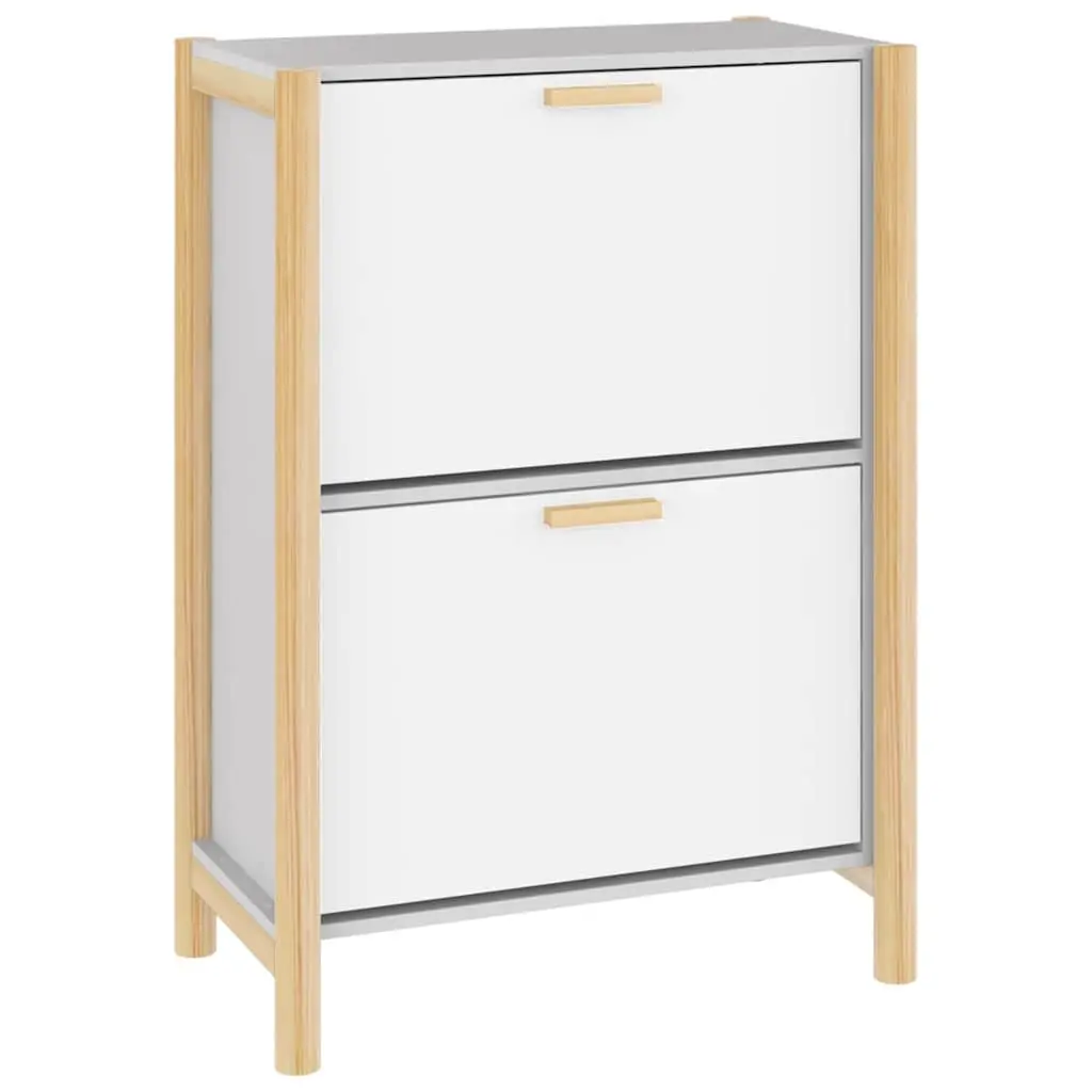 Shoe Organiser Rack White Engineered Wood 57.5x33x80cm Ample Storage Space