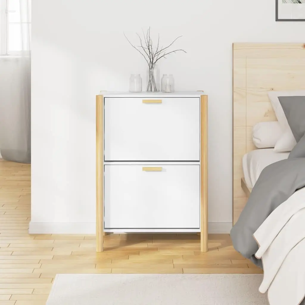 Shoe Organiser Rack White Engineered Wood 57.5x33x80cm Ample Storage Space