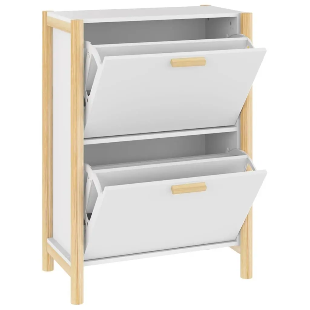 Shoe Organiser Rack White Engineered Wood 57.5x33x80cm Ample Storage Space