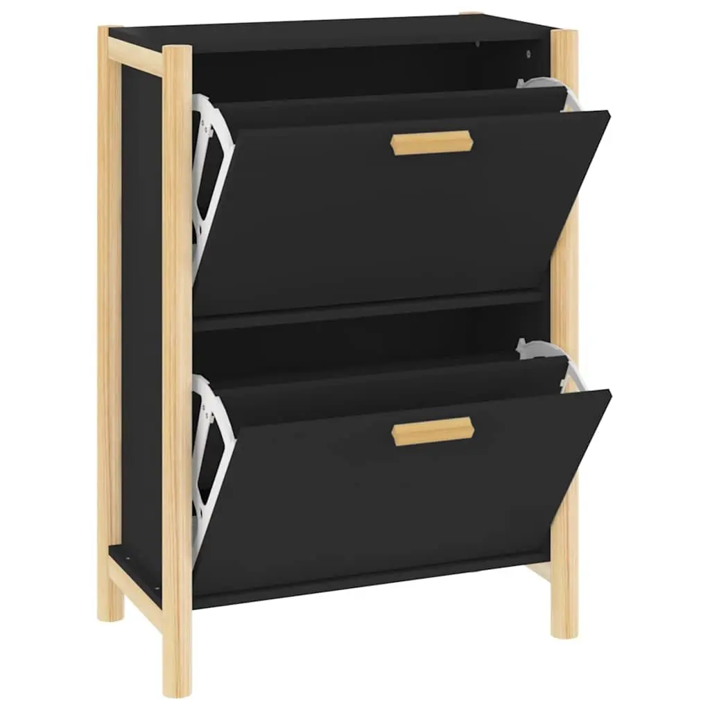 Shoe Cabinet Black Storage Organiser Engineered Wood Furniture Home Wardrobe