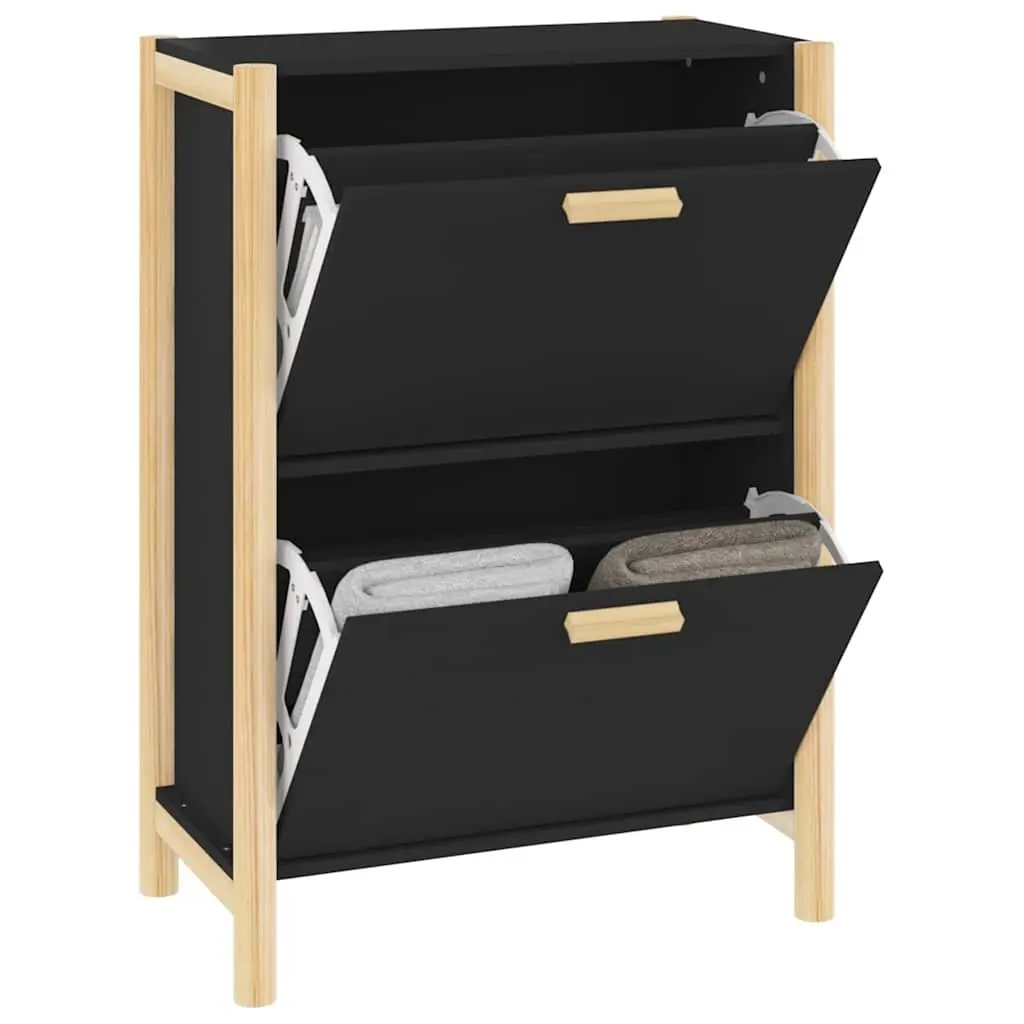 Shoe Cabinet Black Storage Organiser Engineered Wood Furniture Home Wardrobe