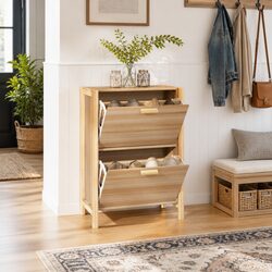 Shoe Cabinet 57.5x33x80 cm Brown Engineered Wood Storage Organiser Furniture
