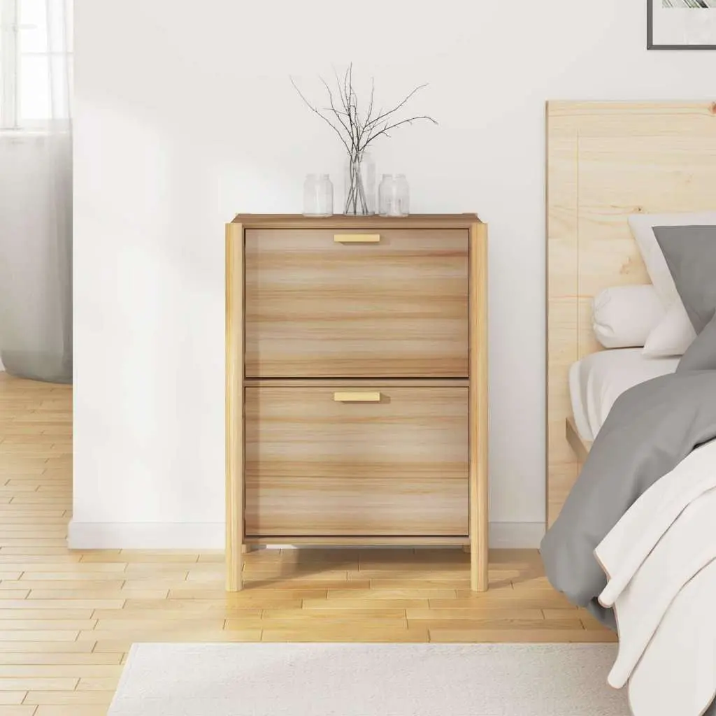 Shoe Cabinet Brown 57.5x33x80 cm Engineered Wood Storage Organiser Furniture