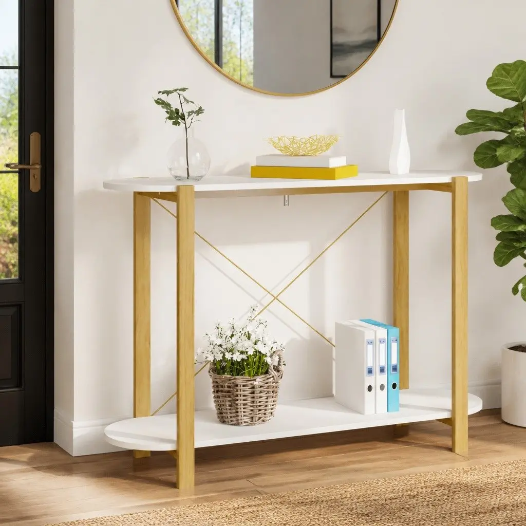 Console Table White 110x38x75cm Engineered Wood Accent Storage Cabinet Entryway