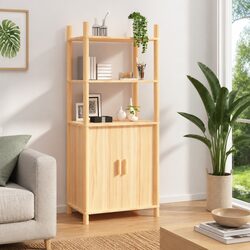Highboard Storage Cabinet 60x40x141cm Brown Engineered Wood Sideboard Buffet