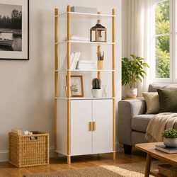 Compact and Stylish White Highboard Storage 60x40x173cm