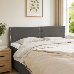 Concise Dark Grey Adjustable Headboard with Wooden Legs