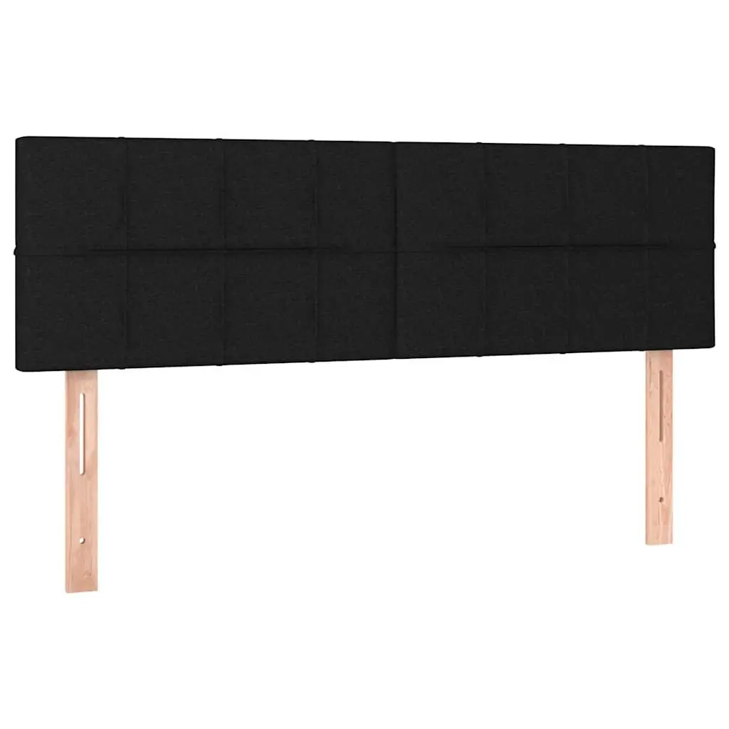 Adjustable Black Fabric Headboard with Sturdy Wooden Legs
