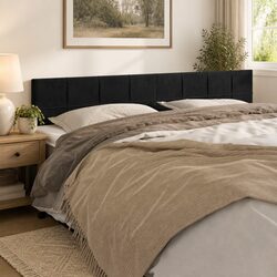 Velvet Headboard Black 160cm Adjustable Height Bedroom Furniture Wooden Legs