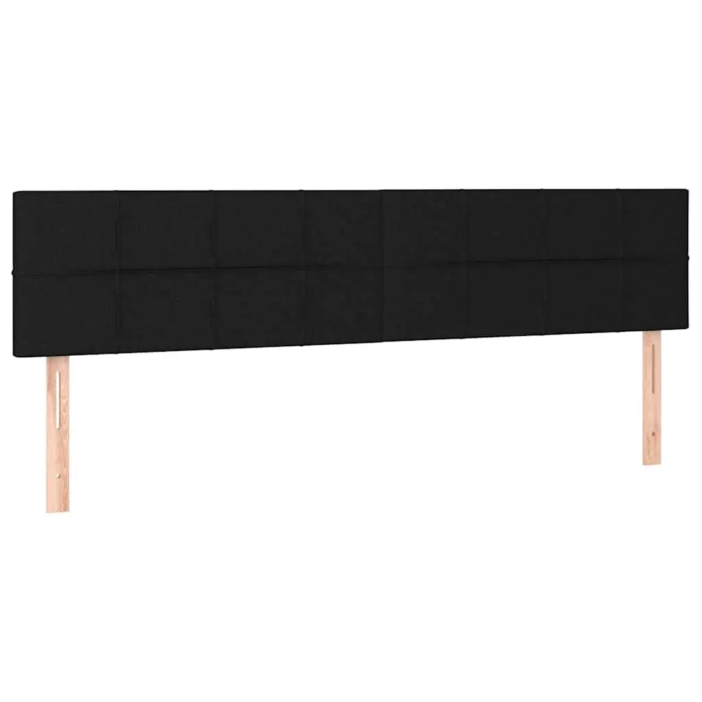 Fabric Headboard Black 200cm Wide Adjustable Height Wooden Legs