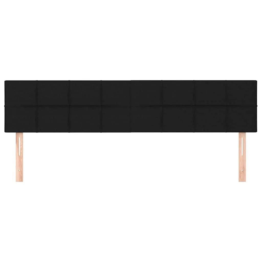 Fabric Headboard Black 200cm Wide Adjustable Height Wooden Legs