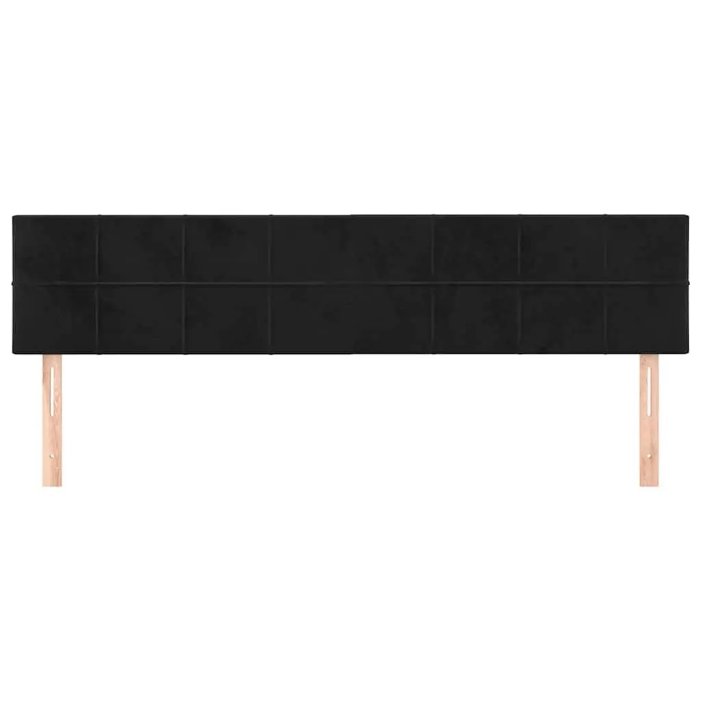 Black Velvet Headboard 200cm Adjustable Height Bed Head Support Wooden Legs