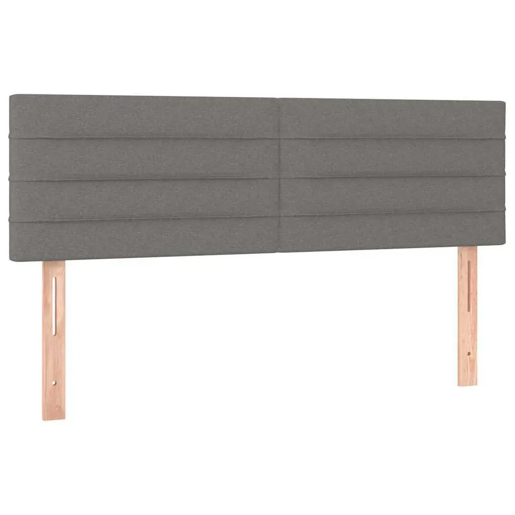 Dark Grey Fabric Headboard with Wooden Legs Adjustable Height for Bed Support