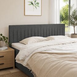 Concise Dark Grey Fabric Headboard with Adjustable Features